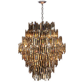 Eurofase Lighting Vienna 40" 28-light Incandescent Chrome Round Chandelier With Amber Crystal Shade Accents