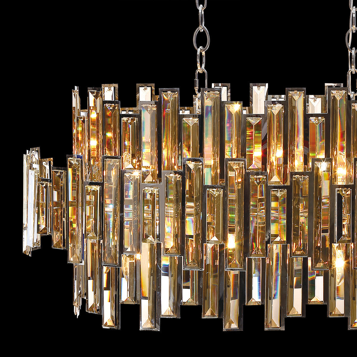 Eurofase Lighting Vienna 41" 16-light Incandescent Chrome Oval Chandelier With Amber Crystal Shade Accents