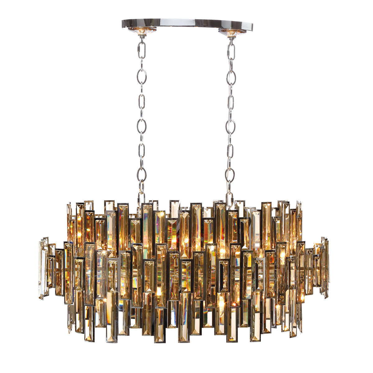 Eurofase Lighting Vienna 41" 16-light Incandescent Chrome Oval Chandelier With Amber Crystal Shade Accents