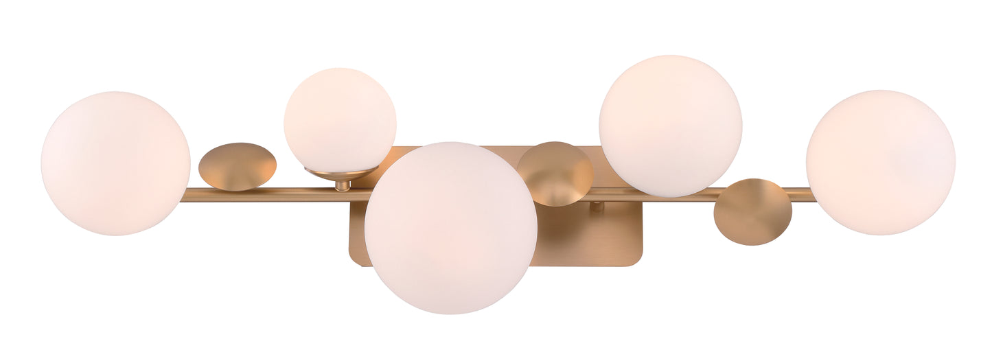 Eurofase Lighting Vine 36" 5-Light Integrated LED Glass Shade Gold Steel Vanity Light