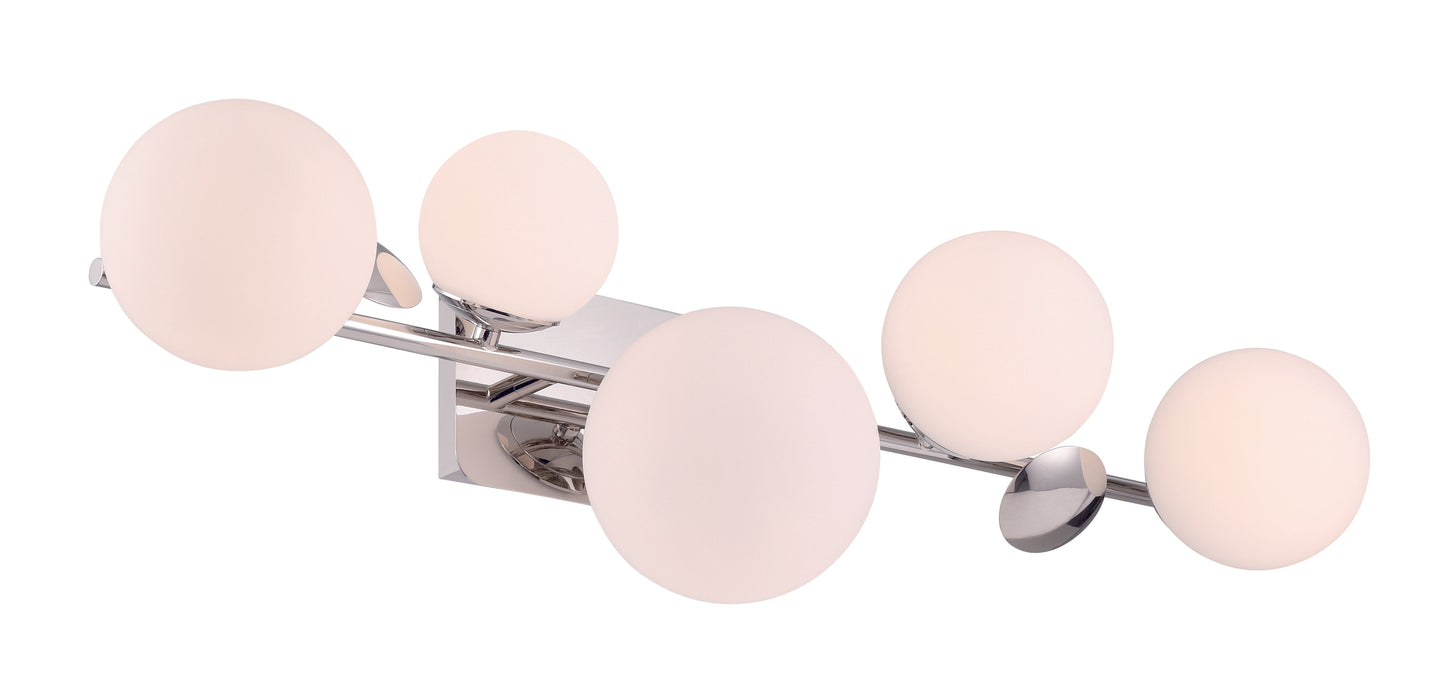 Eurofase Lighting Vine 36" 5-Light Integrated LED Glass Shade Polished Nickel Steel Vanity Light