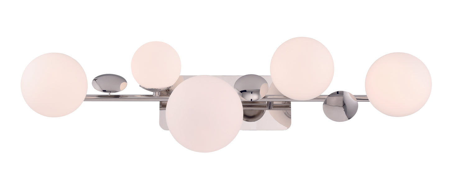 Eurofase Lighting Vine 36" 5-Light Integrated LED Glass Shade Polished Nickel Steel Vanity Light