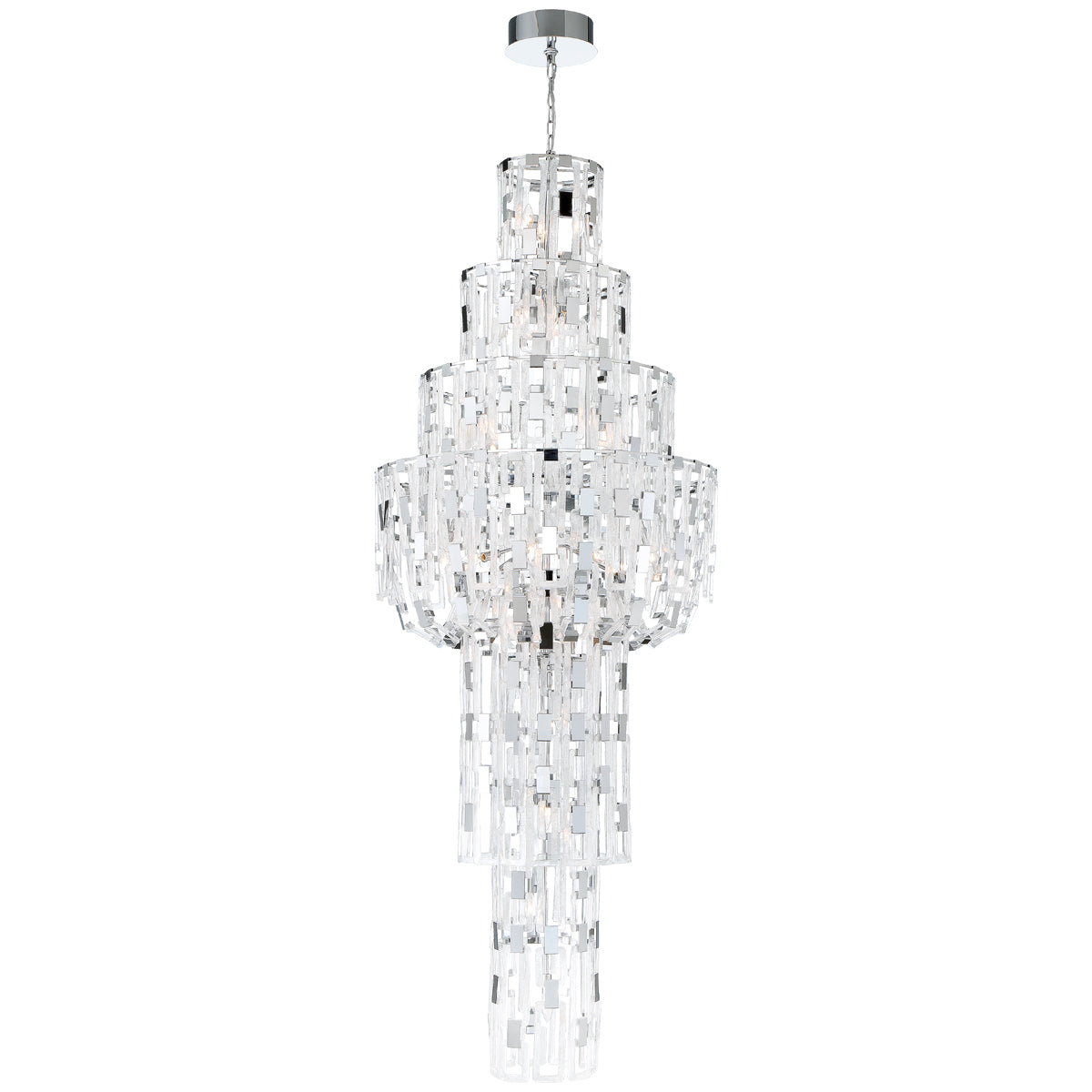 Eurofase Lighting Viviana 36" 26-light Incandescent Chrome Round Chandelier With Hand Pressed Clear Glass Shade