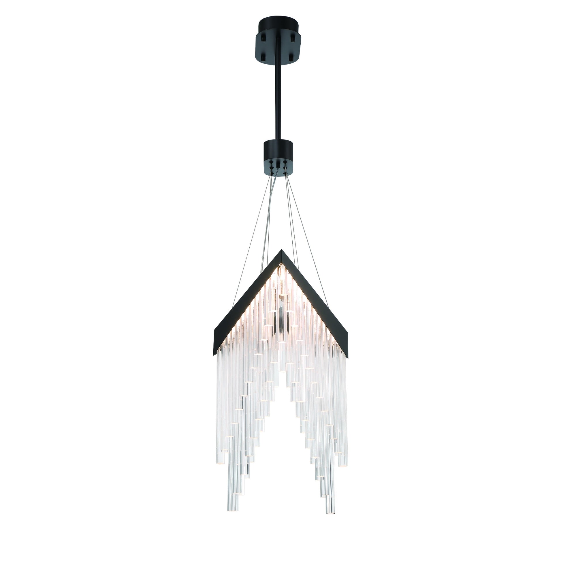 Eurofase Lighting Vivien 32" 1-Light Integrated LED Crystal Acrylic Shade Matte Black Chandelier