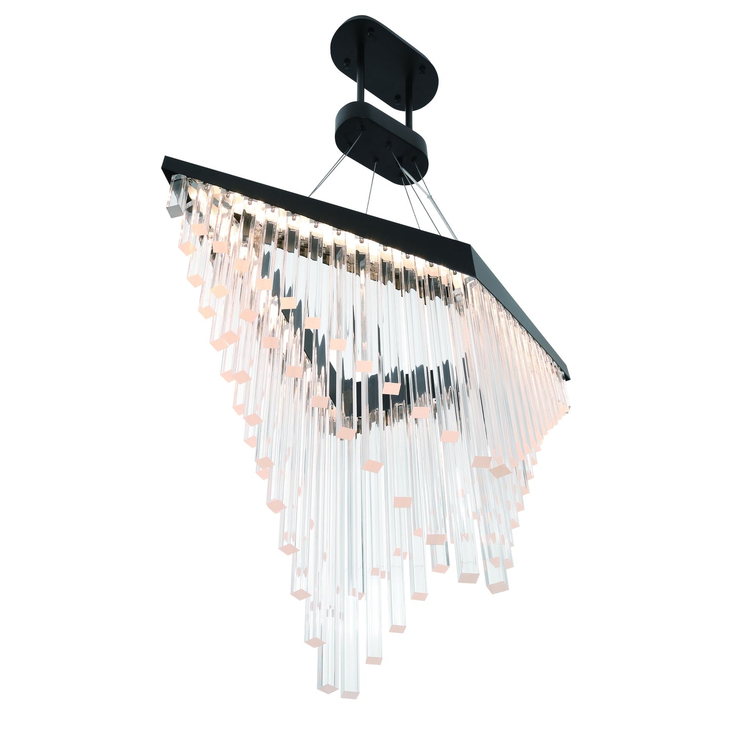 Eurofase Lighting Vivien 32" 1-Light Integrated LED Crystal Acrylic Shade Matte Black Chandelier