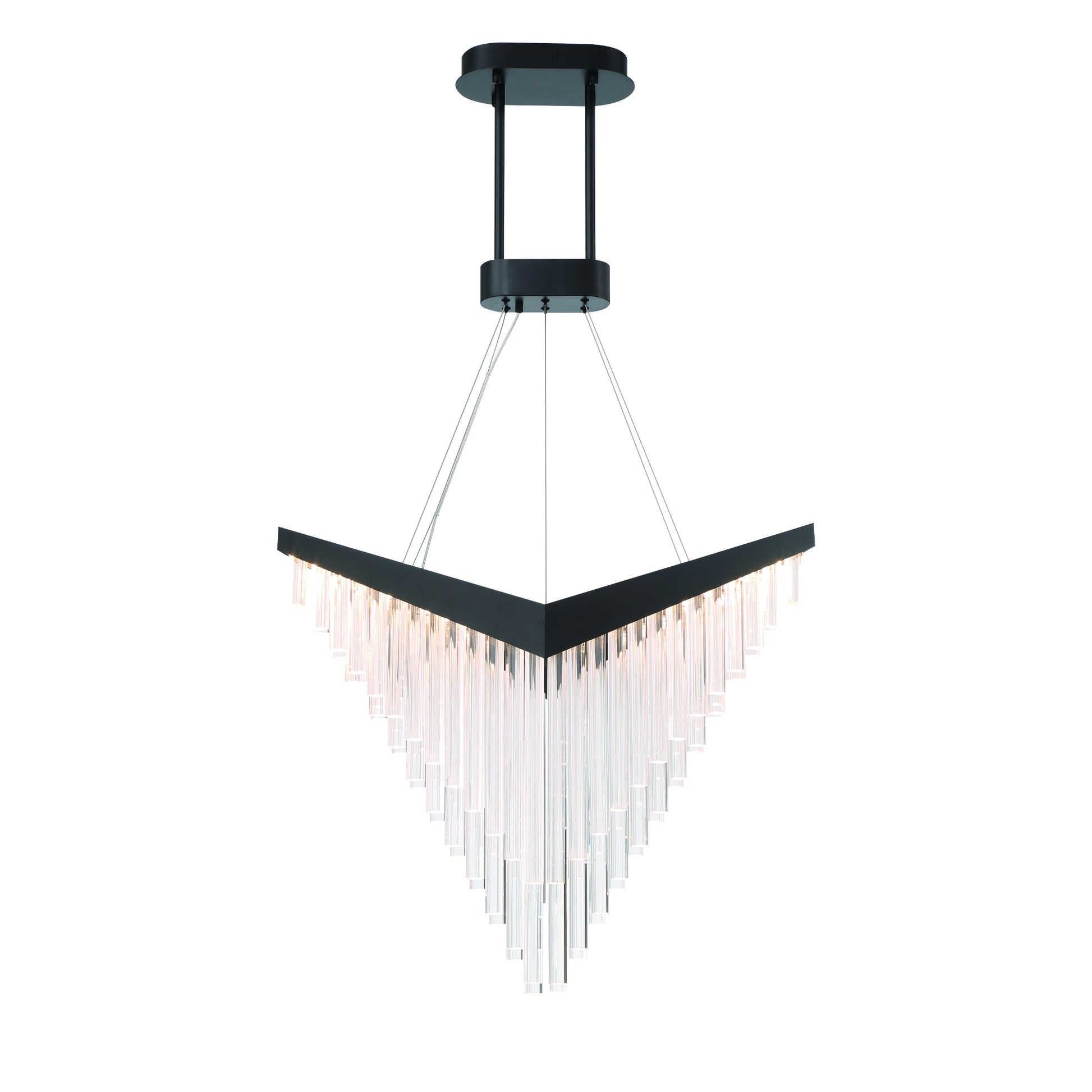 Eurofase Lighting Vivien 32" 1-Light Integrated LED Crystal Acrylic Shade Matte Black Chandelier