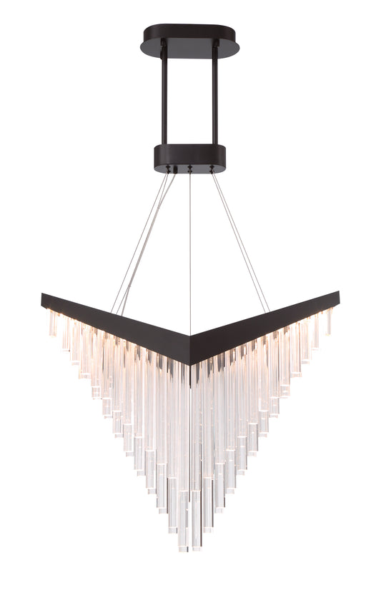 Eurofase Lighting Vivien 32" 1-Light Integrated LED Crystal Acrylic Shade Matte Black Chandelier