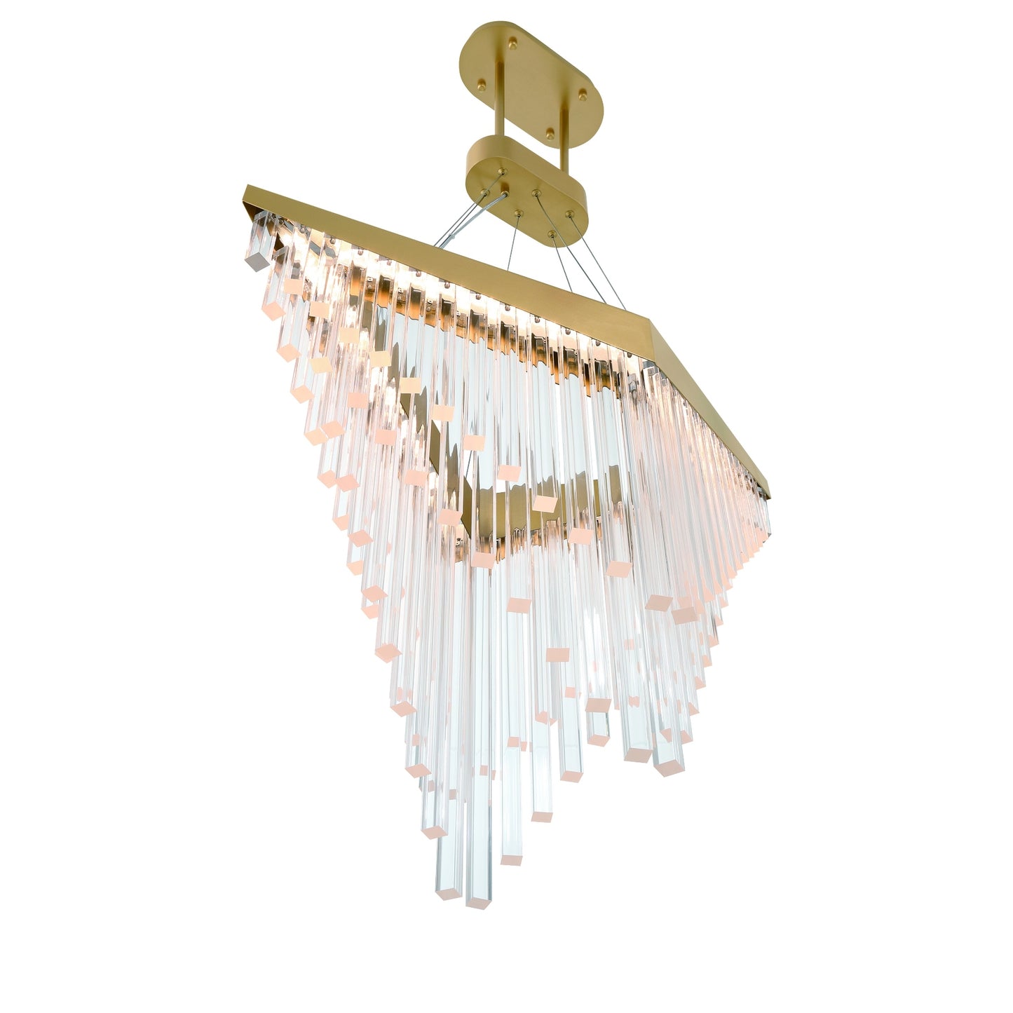 Eurofase Lighting Vivien 32" 1-Light Integrated LED Crystal Acrylic Shade Matte Gold Chandelier