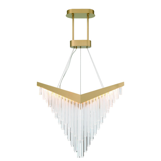 Eurofase Lighting Vivien 32" 1-Light Integrated LED Crystal Acrylic Shade Matte Gold Chandelier