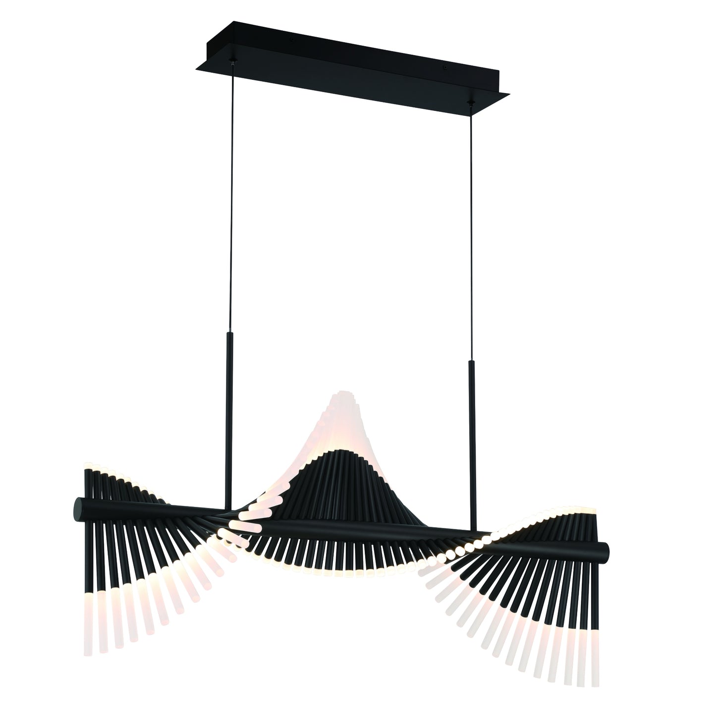 Eurofase Lighting Voltik 40" 60-Light Integrated LED Frosted Acrylic Shade Matte Black Chandelier