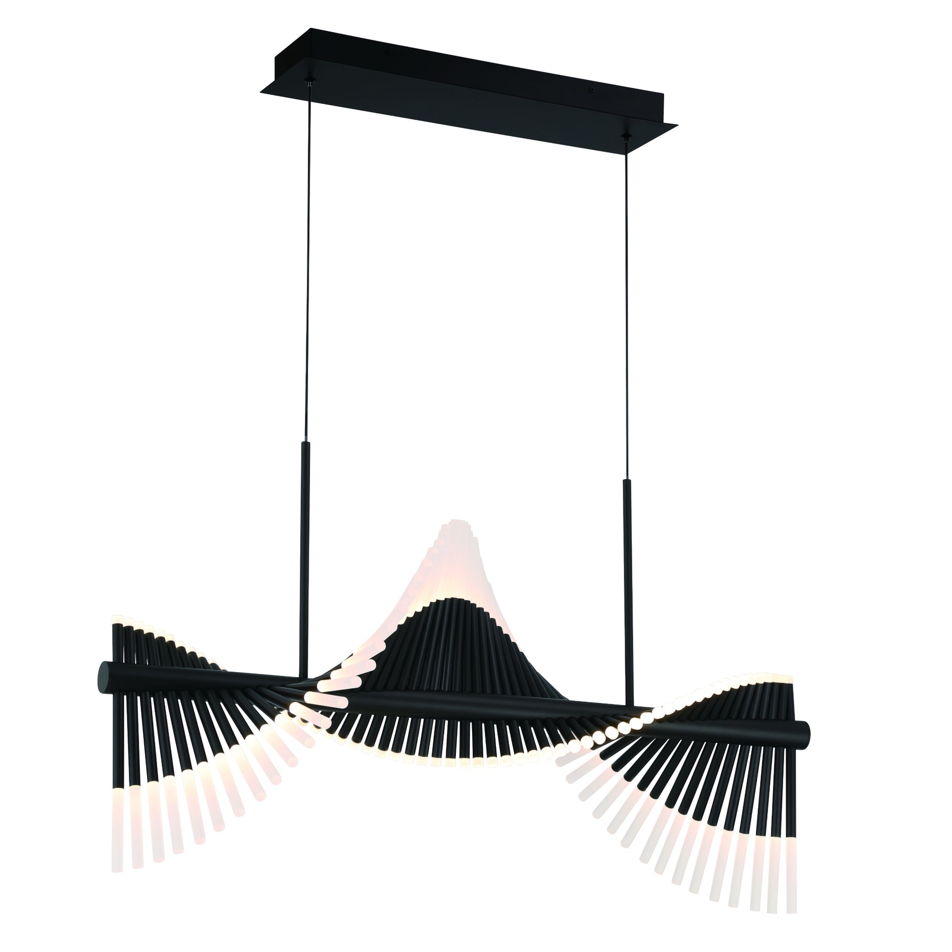 Eurofase Lighting Voltik 40" 60-Light Integrated LED Frosted Acrylic Shade Matte Black Chandelier