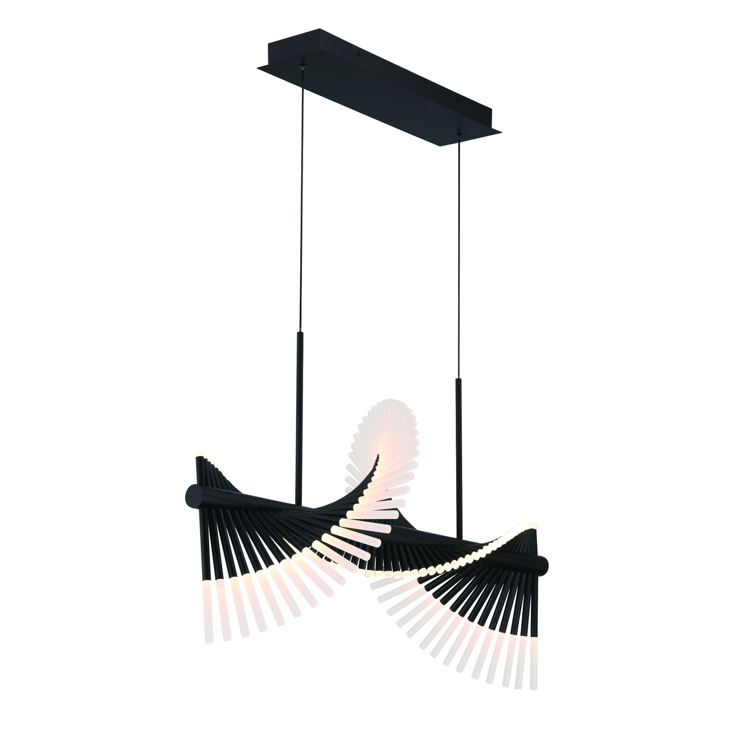 Eurofase Lighting Voltik 40" 60-Light Integrated LED Frosted Acrylic Shade Matte Black Chandelier