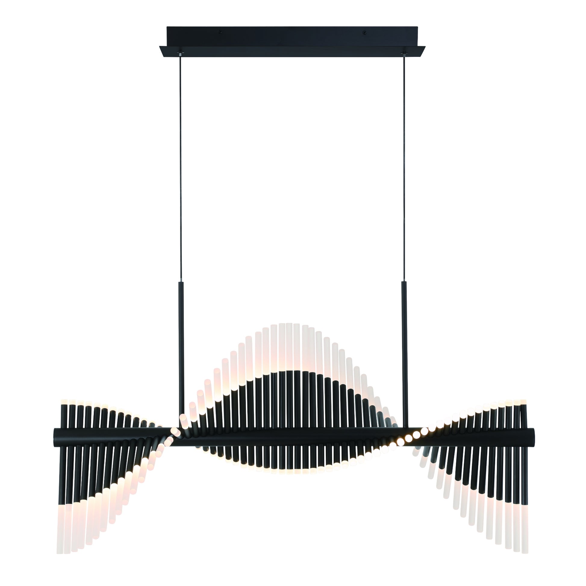 Eurofase Lighting Voltik 40" 60-Light Integrated LED Frosted Acrylic Shade Matte Black Chandelier
