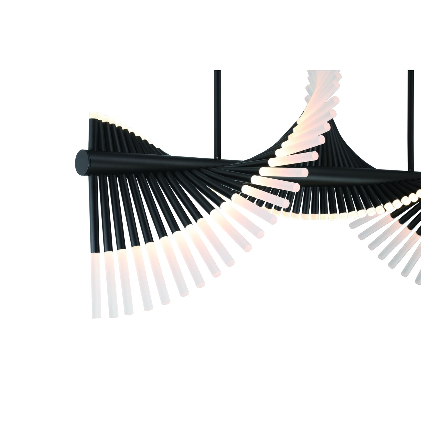 Eurofase Lighting Voltik 40" 60-Light Integrated LED Frosted Acrylic Shade Matte Black Chandelier