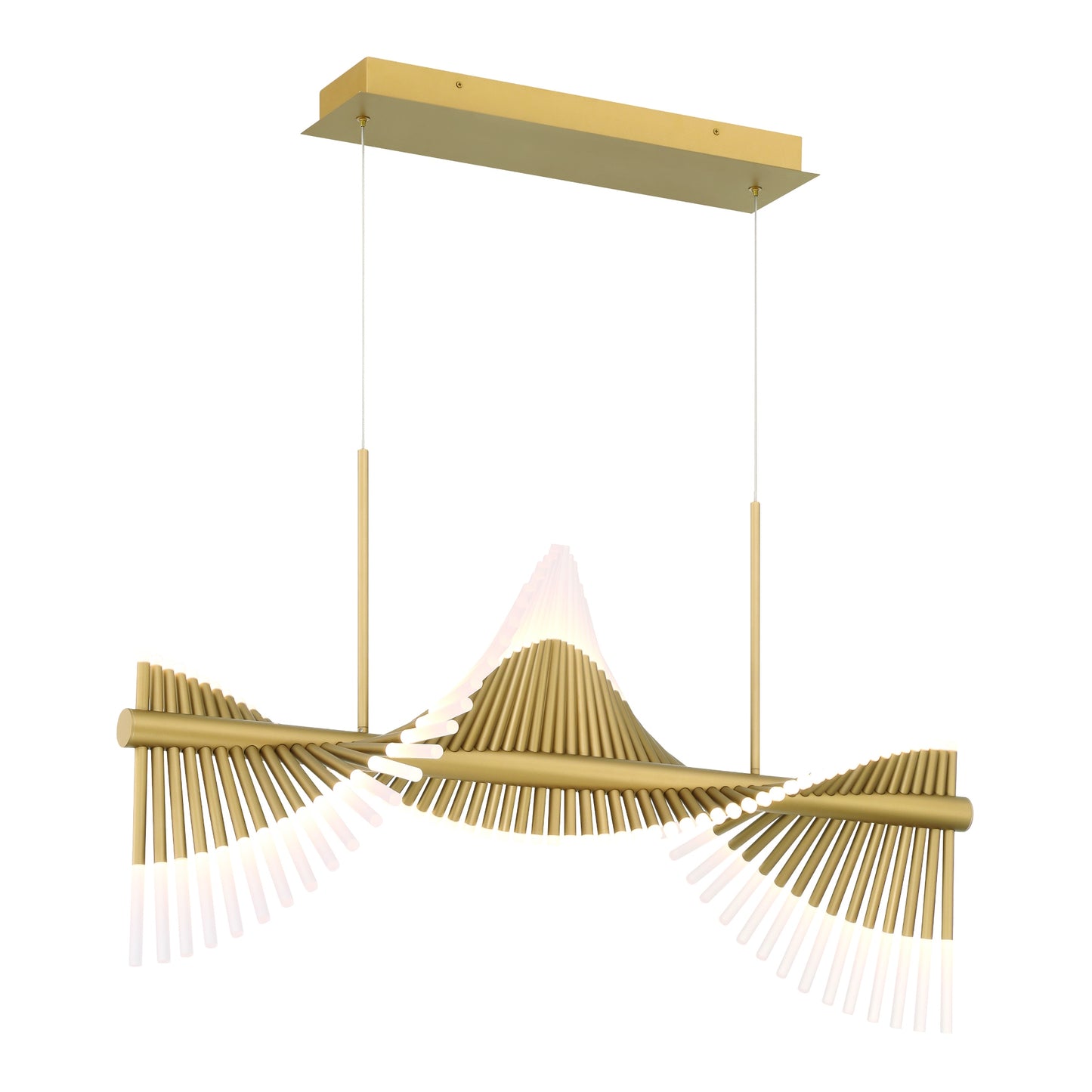 Eurofase Lighting Voltik 40" 60-Light Integrated LED Frosted Acrylic Shade Matte Gold Chandelier