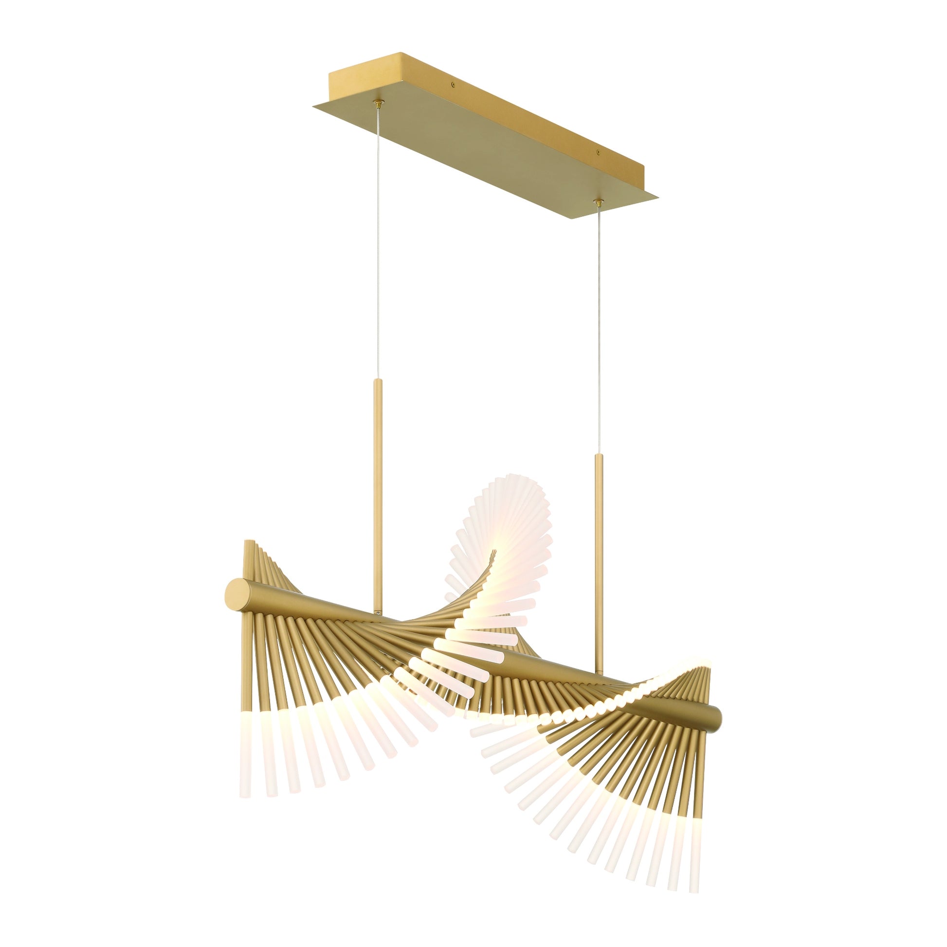 Eurofase Lighting Voltik 40" 60-Light Integrated LED Frosted Acrylic Shade Matte Gold Chandelier