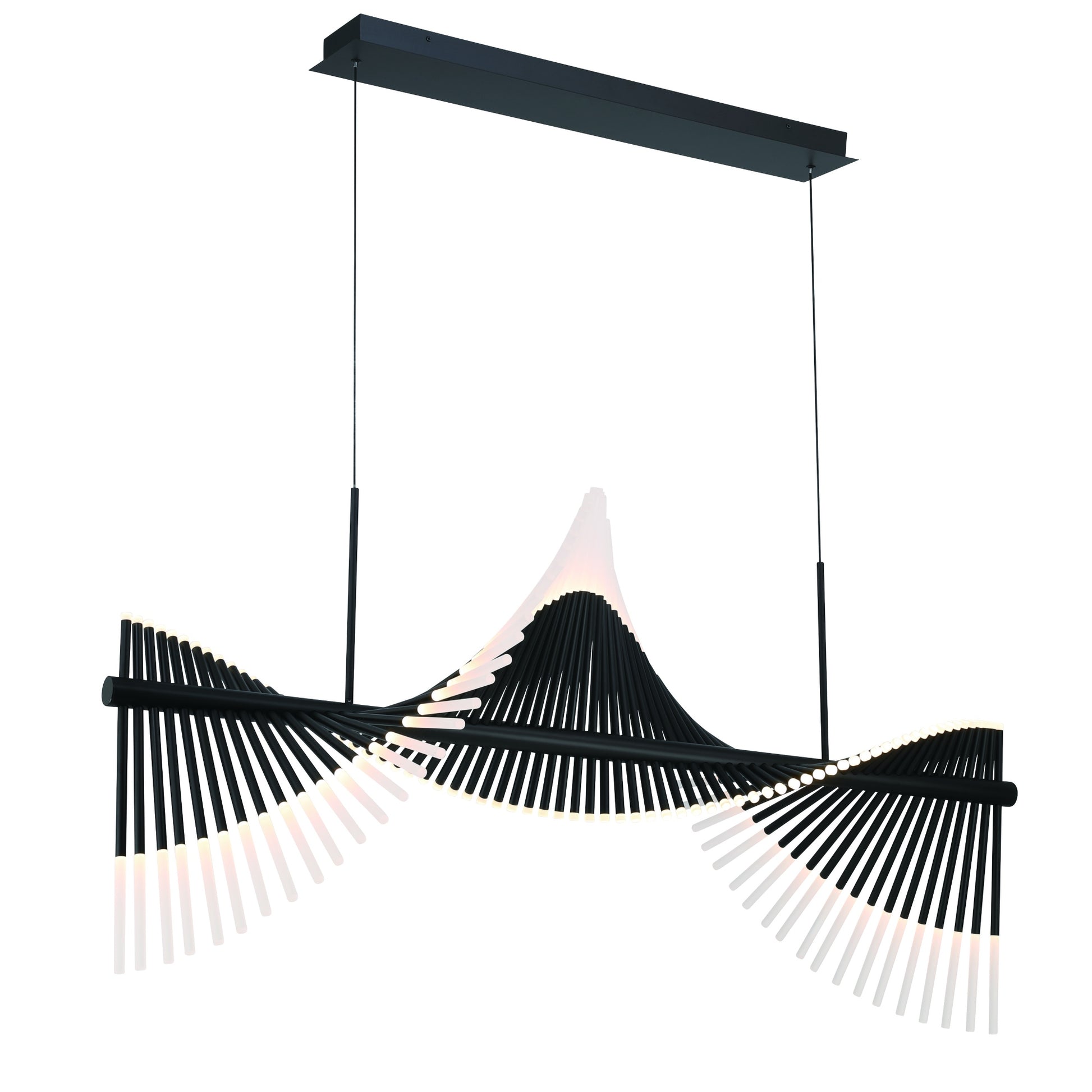 Eurofase Lighting Voltik 59" 72-Light Integrated LED Frosted Acrylic Shade Matte Black Chandelier