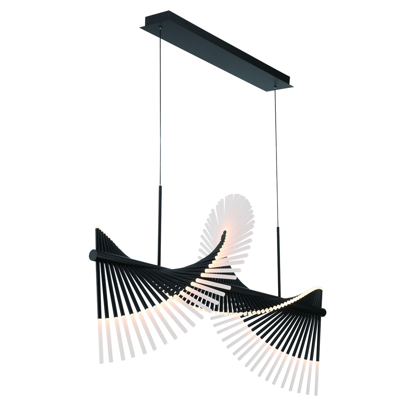 Eurofase Lighting Voltik 59" 72-Light Integrated LED Frosted Acrylic Shade Matte Black Chandelier