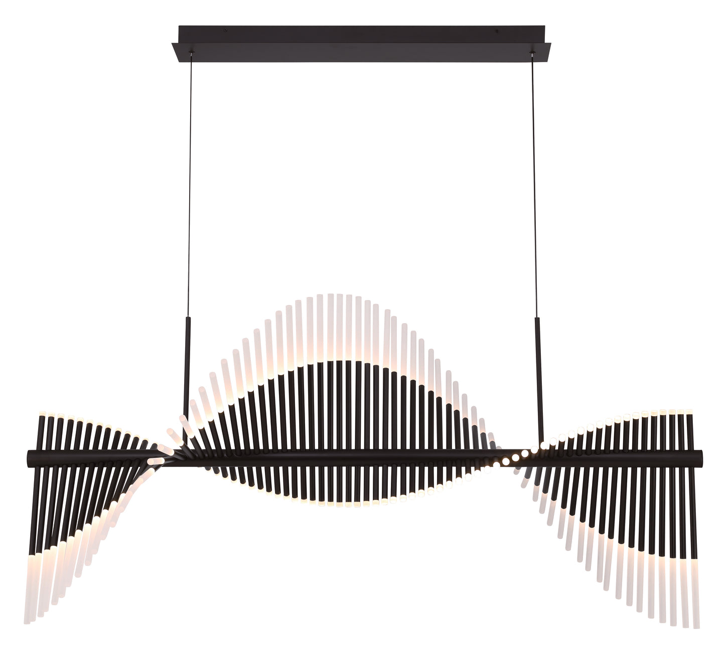 Eurofase Lighting Voltik 59" 72-Light Integrated LED Frosted Acrylic Shade Matte Black Chandelier