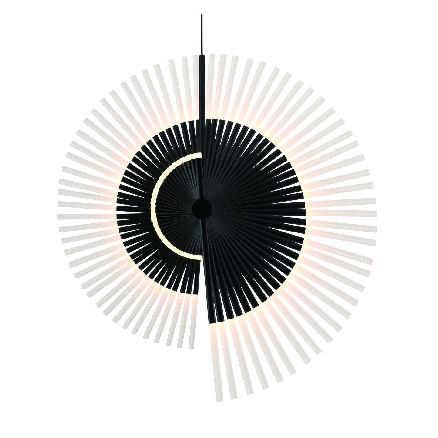 Eurofase Lighting Voltik 59" 72-Light Integrated LED Frosted Acrylic Shade Matte Black Chandelier