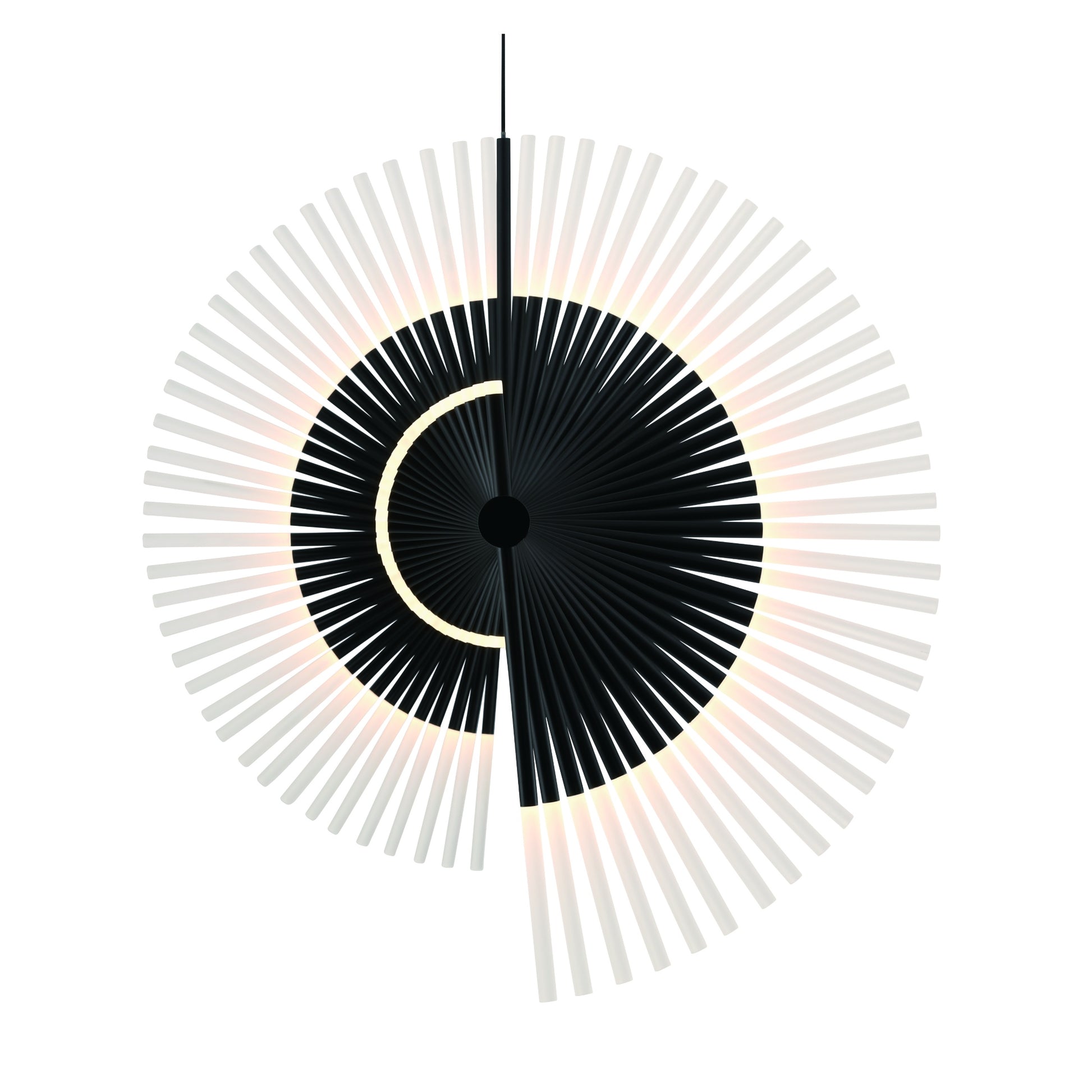 Eurofase Lighting Voltik 59" 72-Light Integrated LED Frosted Acrylic Shade Matte Black Chandelier