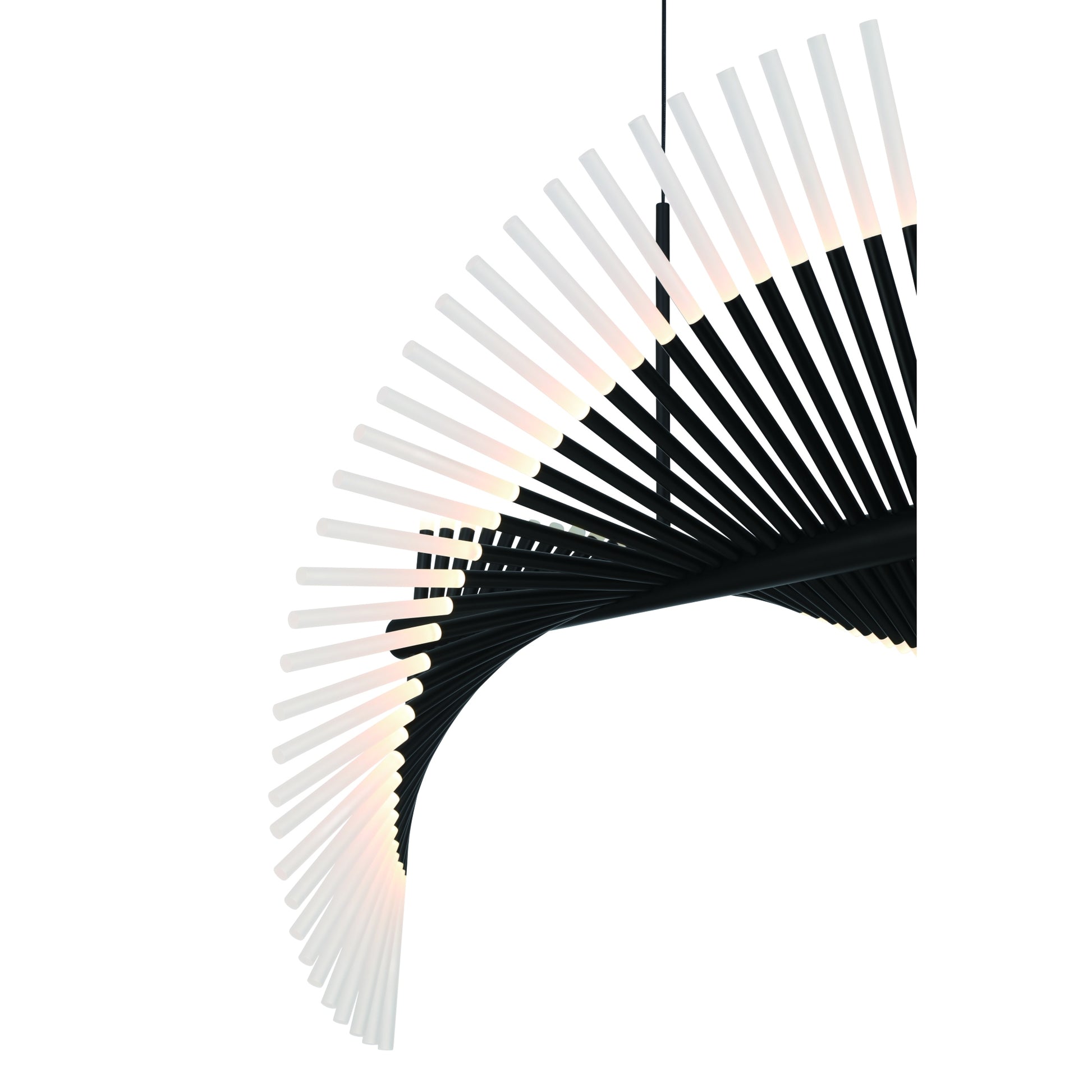 Eurofase Lighting Voltik 59" 72-Light Integrated LED Frosted Acrylic Shade Matte Black Chandelier