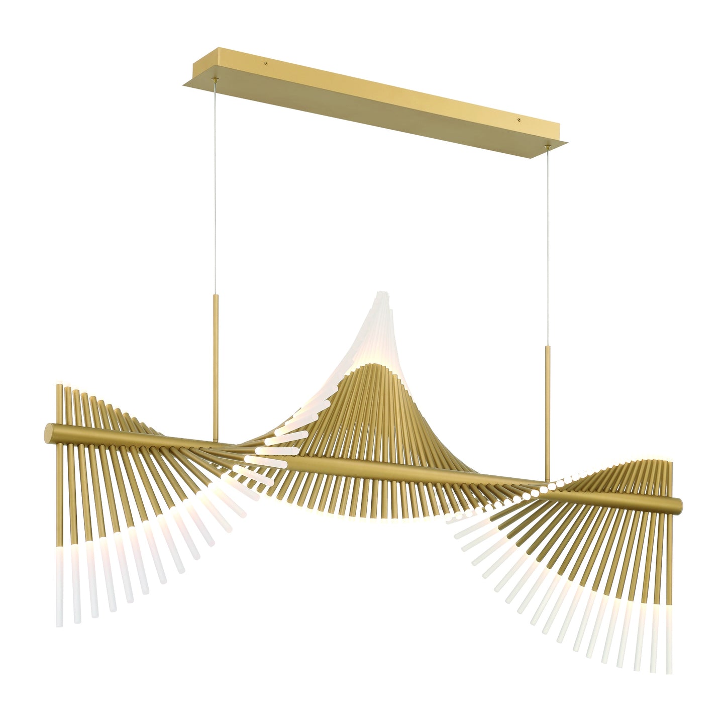 Eurofase Lighting Voltik 59" 72-Light Integrated LED Frosted Acrylic Shade Matte Gold Chandelier