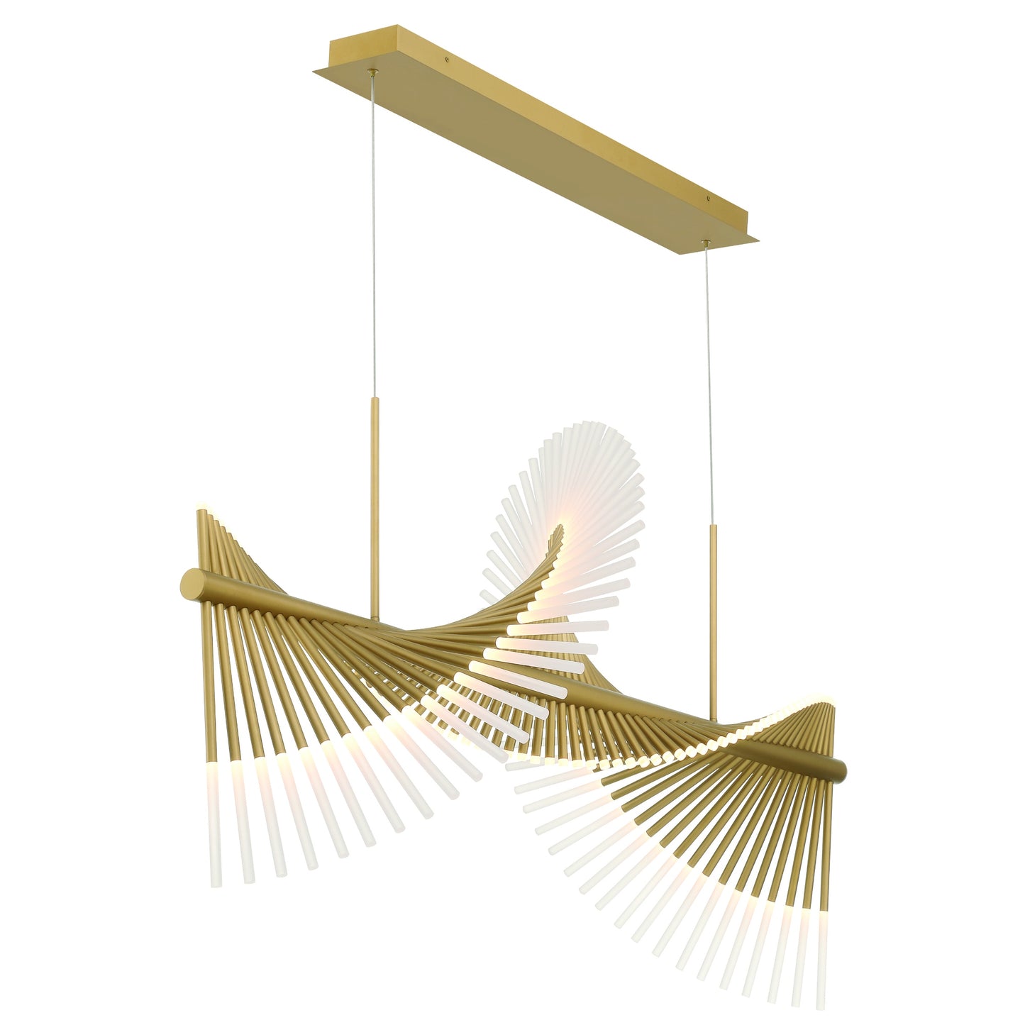Eurofase Lighting Voltik 59" 72-Light Integrated LED Frosted Acrylic Shade Matte Gold Chandelier