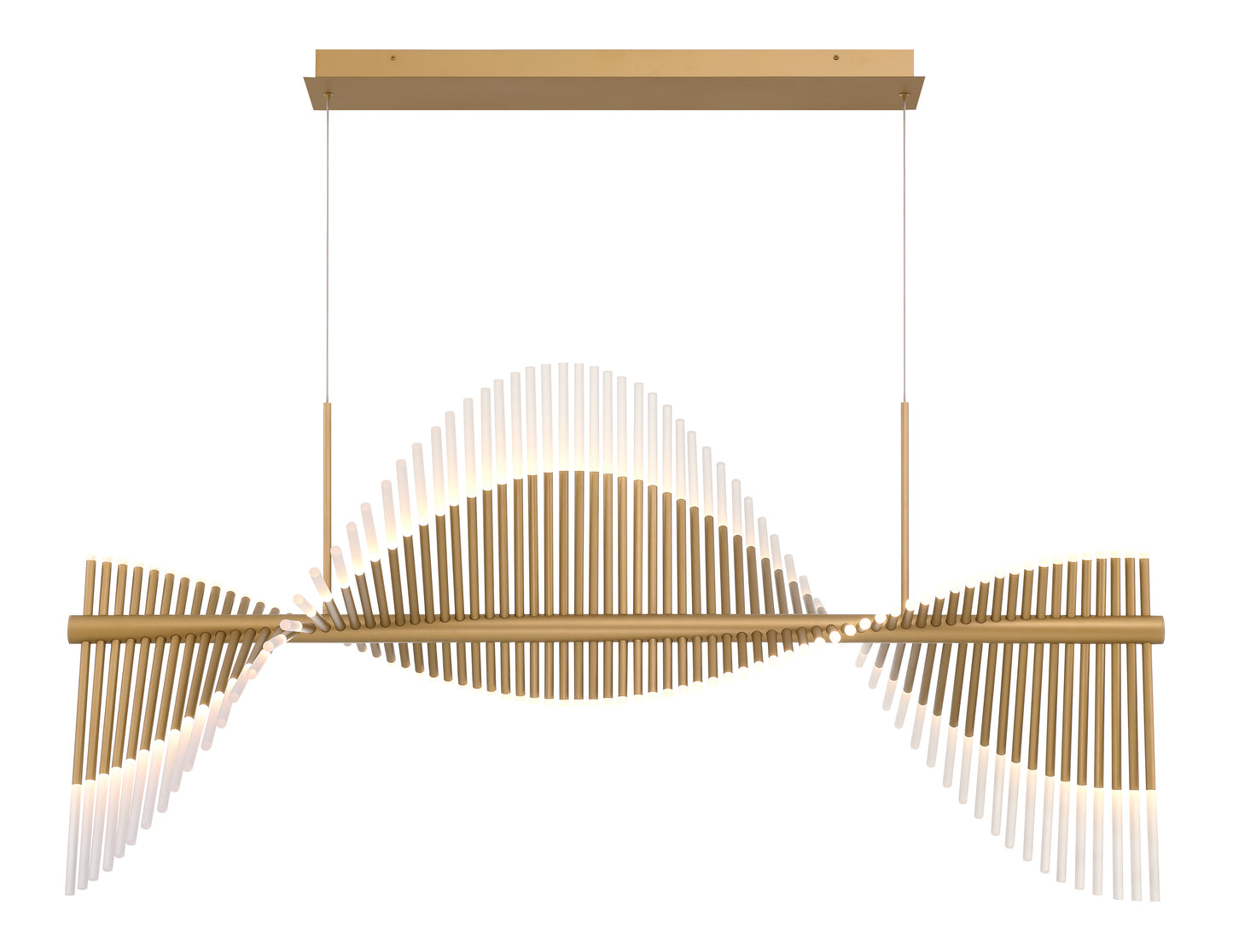 Eurofase Lighting Voltik 59" 72-Light Integrated LED Frosted Acrylic Shade Matte Gold Chandelier