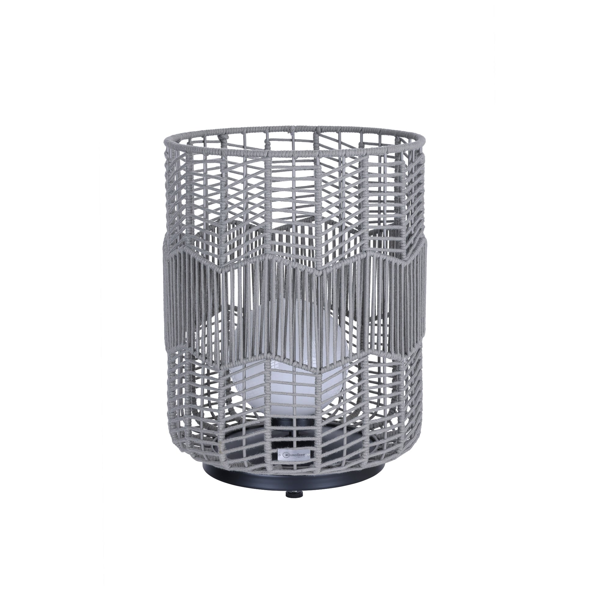 Eurofase Lighting Wallis 22" 1-Light Gray Rope Shade Matte Black Pet Weave Portable Outdoor Light