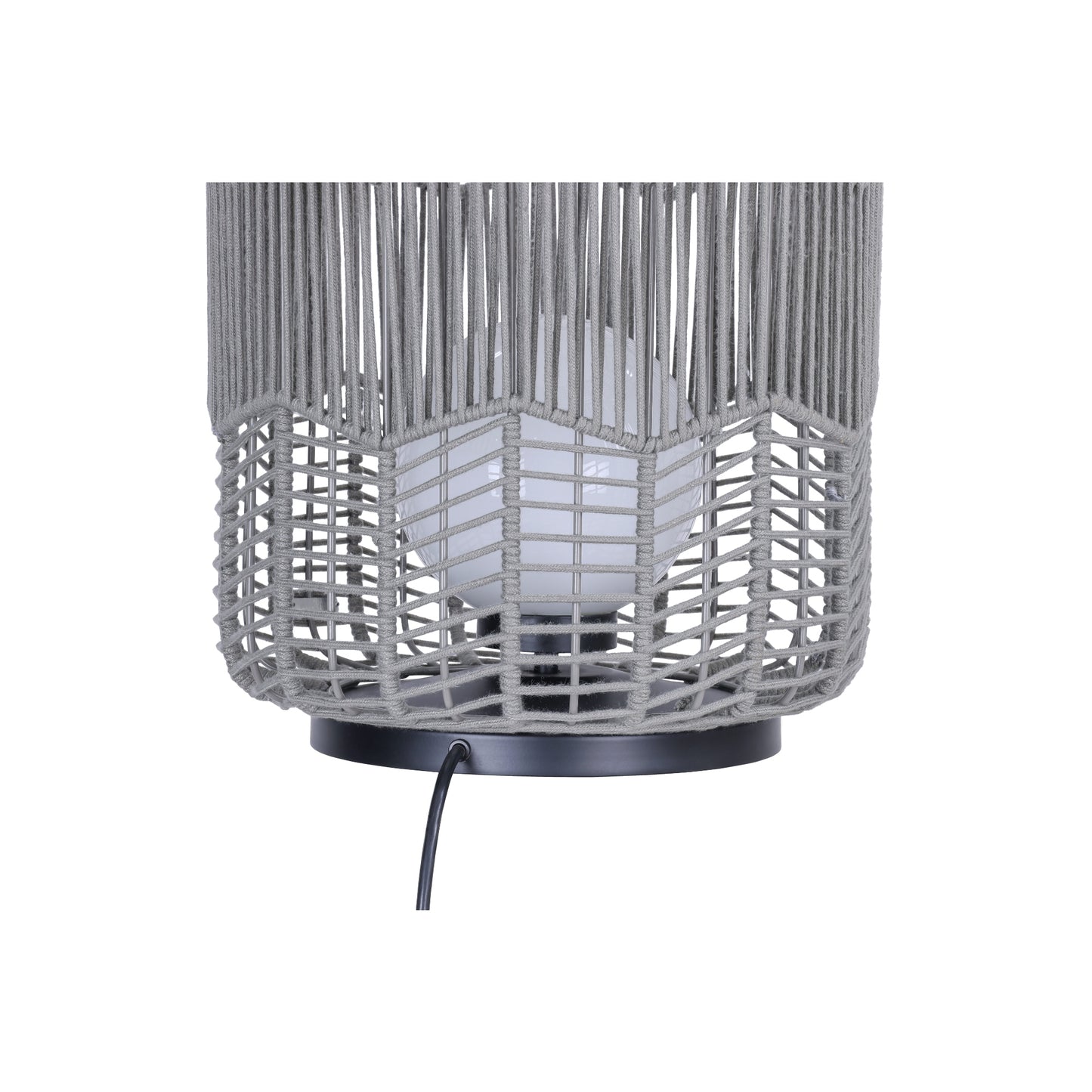 Eurofase Lighting Wallis 22" 1-Light Gray Rope Shade Matte Black Pet Weave Portable Outdoor Light
