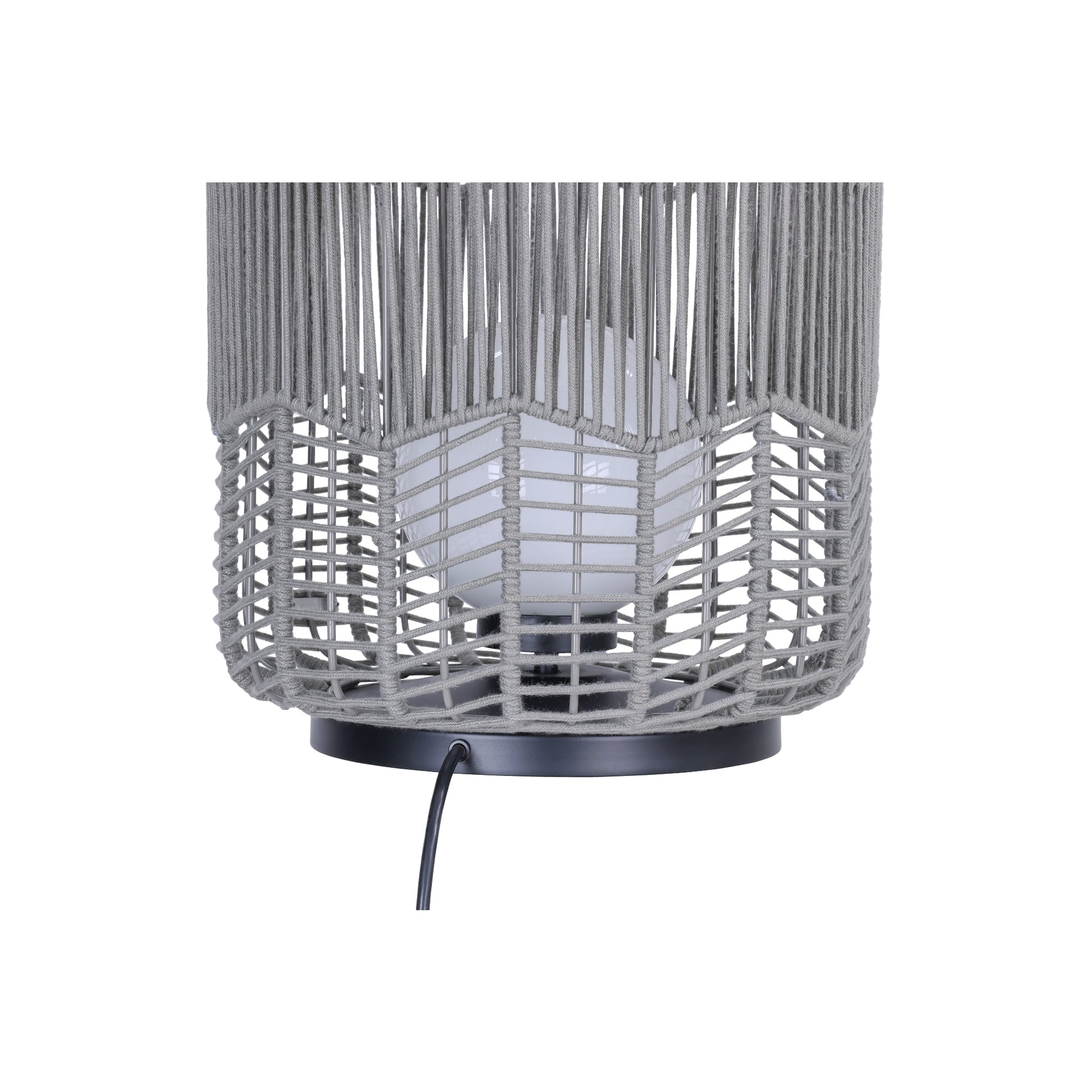 Eurofase Lighting Wallis 22" 1-Light Gray Rope Shade Matte Black Pet Weave Portable Outdoor Light