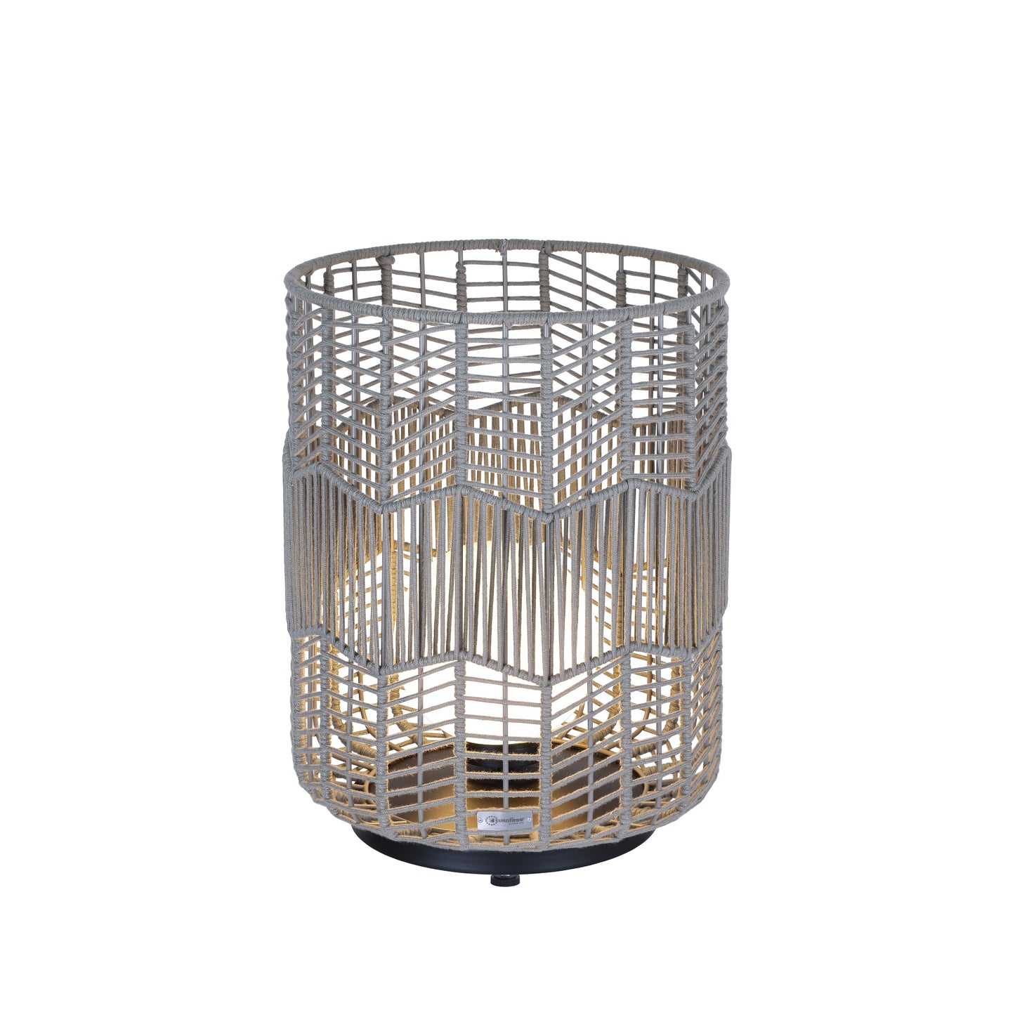 Eurofase Lighting Wallis 22" 1-Light Gray Rope Shade Matte Black Pet Weave Portable Outdoor Light