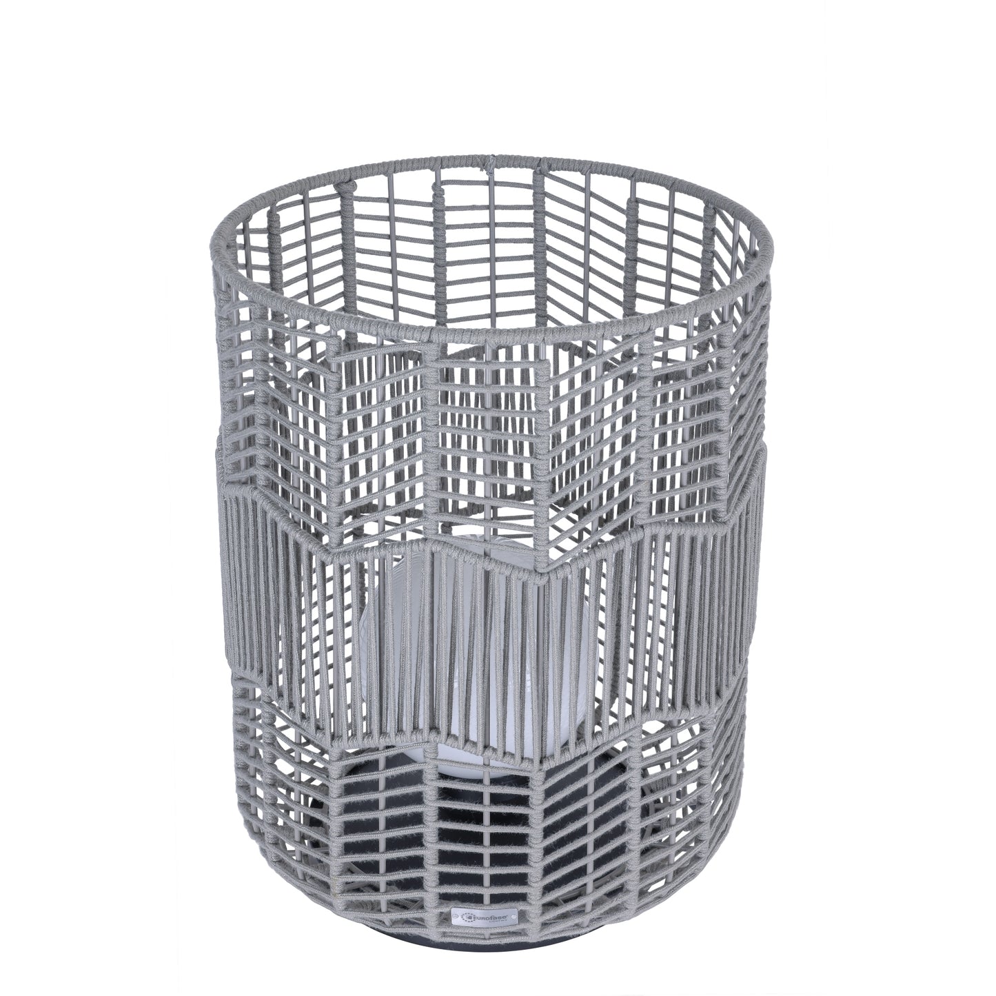 Eurofase Lighting Wallis 22" 1-Light Gray Rope Shade Matte Black Pet Weave Portable Outdoor Light
