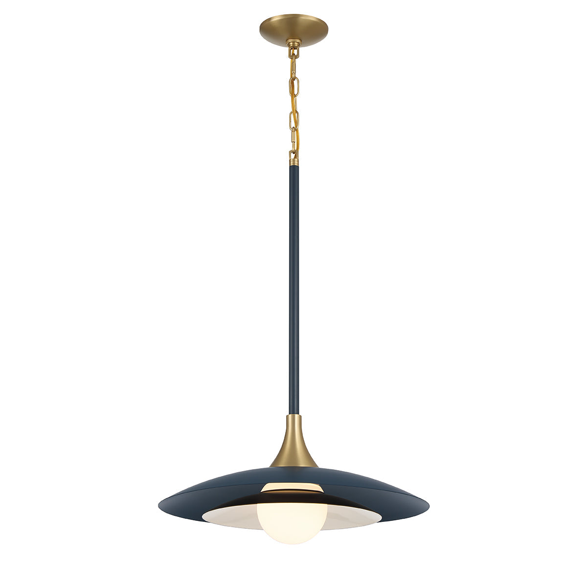 Eurofase Lighting Welsh 18" Dimmable Integrated LED Matte Blue Pendant Light With Blue Glass Shade