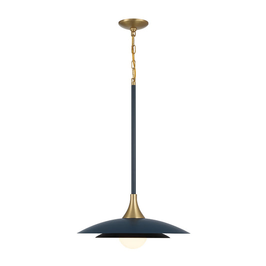 Eurofase Lighting Welsh 18" Dimmable Integrated LED Matte Blue Pendant Light With Blue Glass Shade