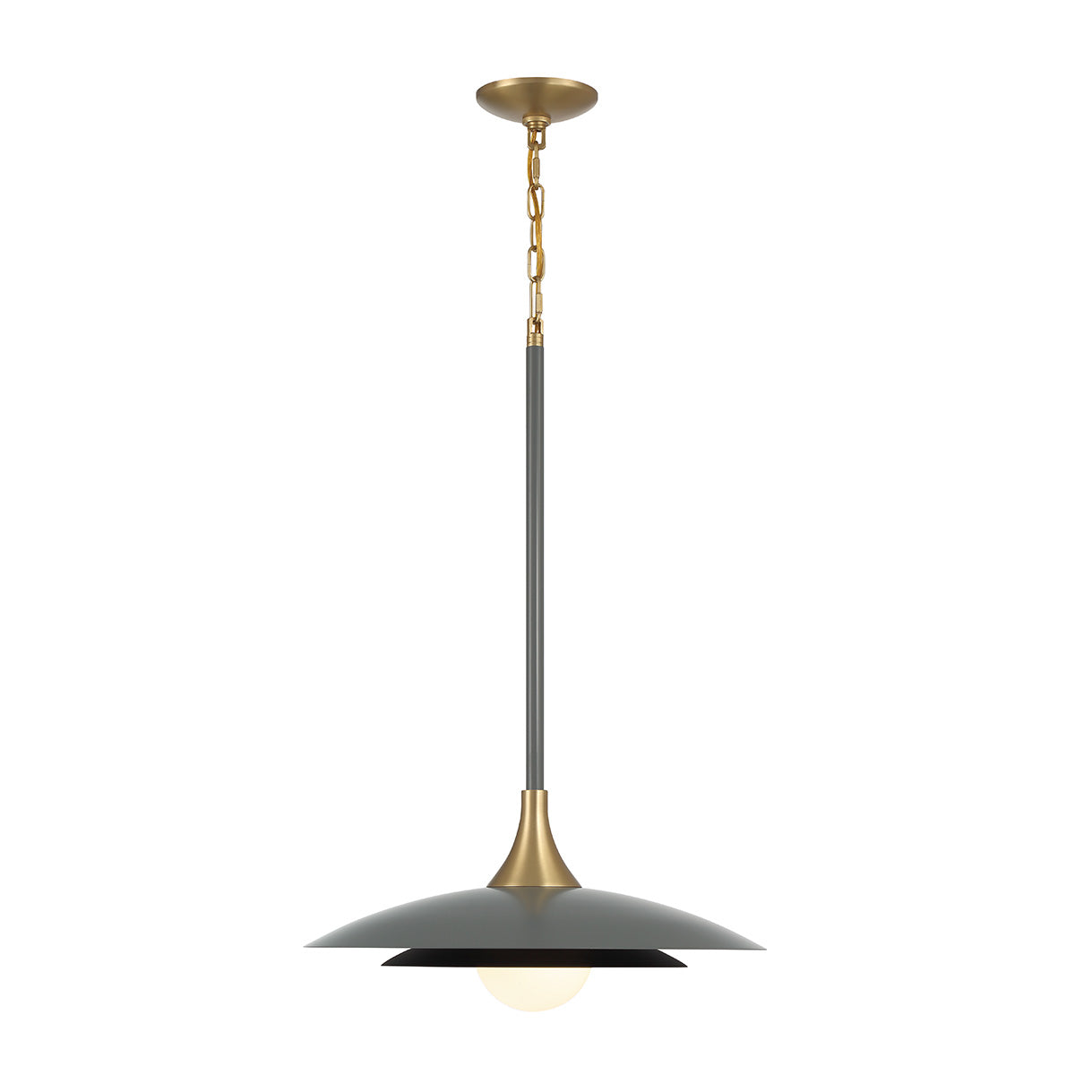 Eurofase Lighting Welsh 18" Dimmable Integrated LED Matte Gray Pendant Light With Blue Glass Shade