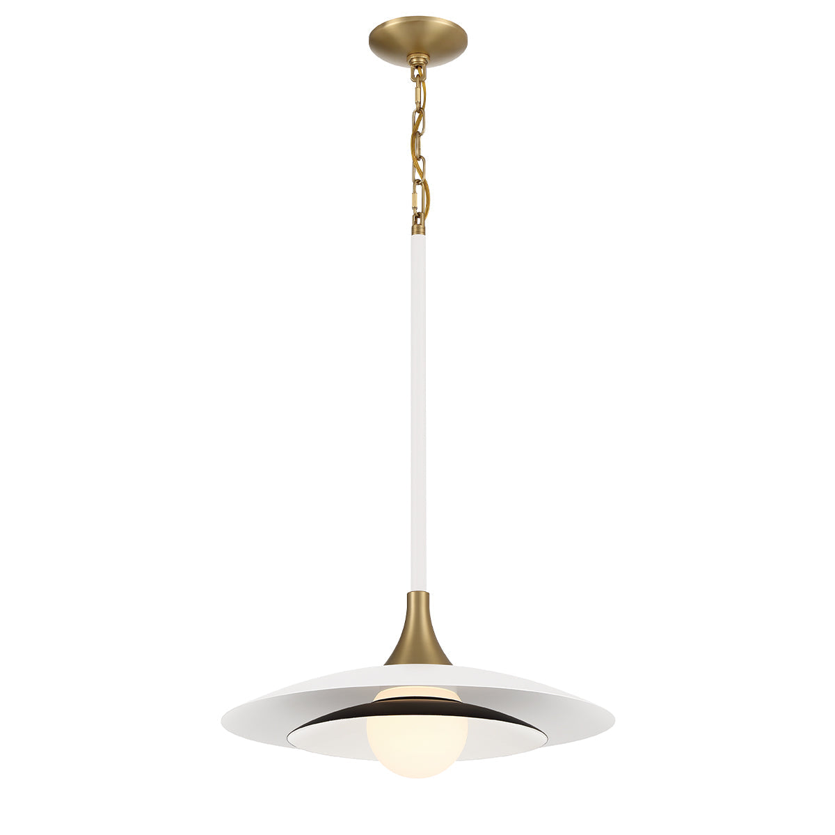 Eurofase Lighting Welsh 18" Dimmable Integrated LED Matte White Pendant Light With White Glass Shade