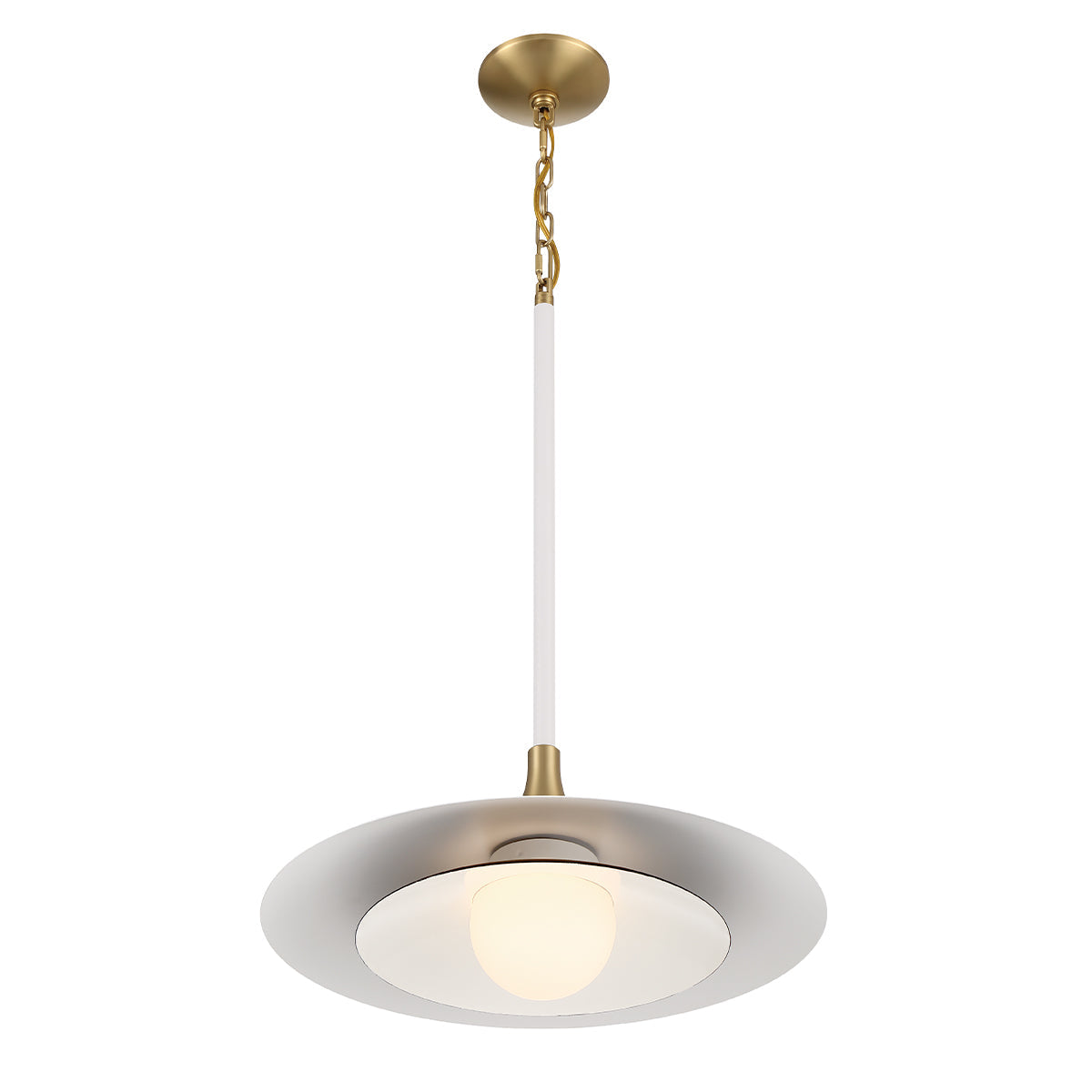 Eurofase Lighting Welsh 18" Dimmable Integrated LED Matte White Pendant Light With White Glass Shade