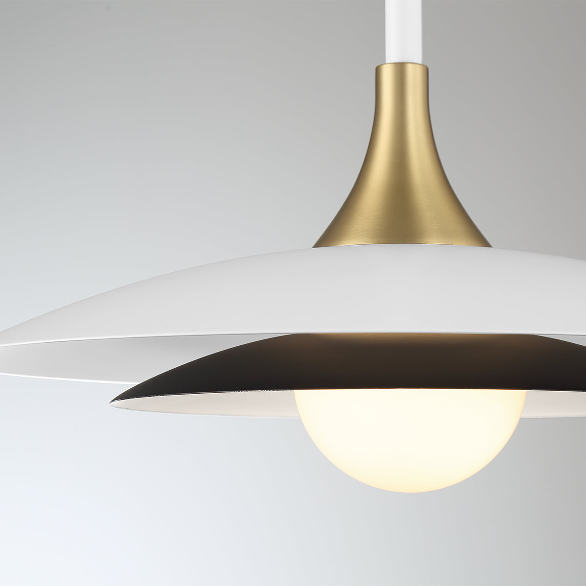 Eurofase Lighting Welsh 18" Dimmable Integrated LED Matte White Pendant Light With White Glass Shade
