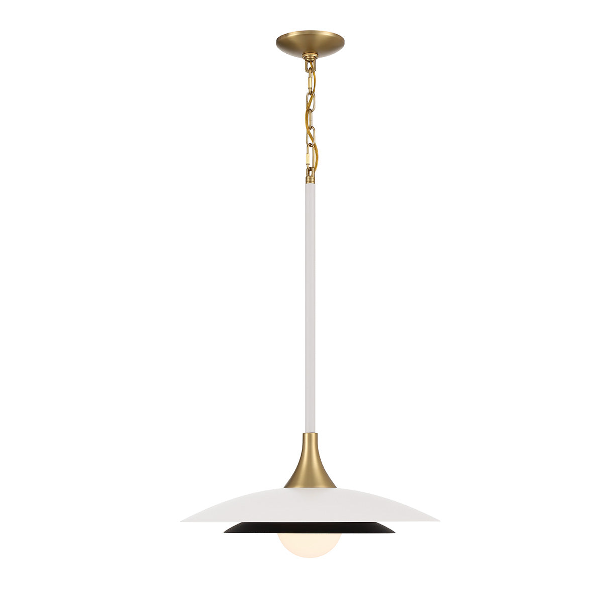 Eurofase Lighting Welsh 18" Dimmable Integrated LED Matte White Pendant Light With White Glass Shade