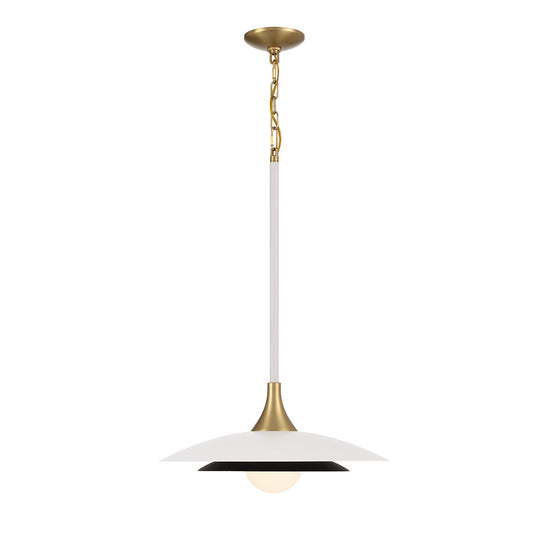 Eurofase Lighting Welsh 18" Dimmable Integrated LED Matte White Pendant Light With White Glass Shade