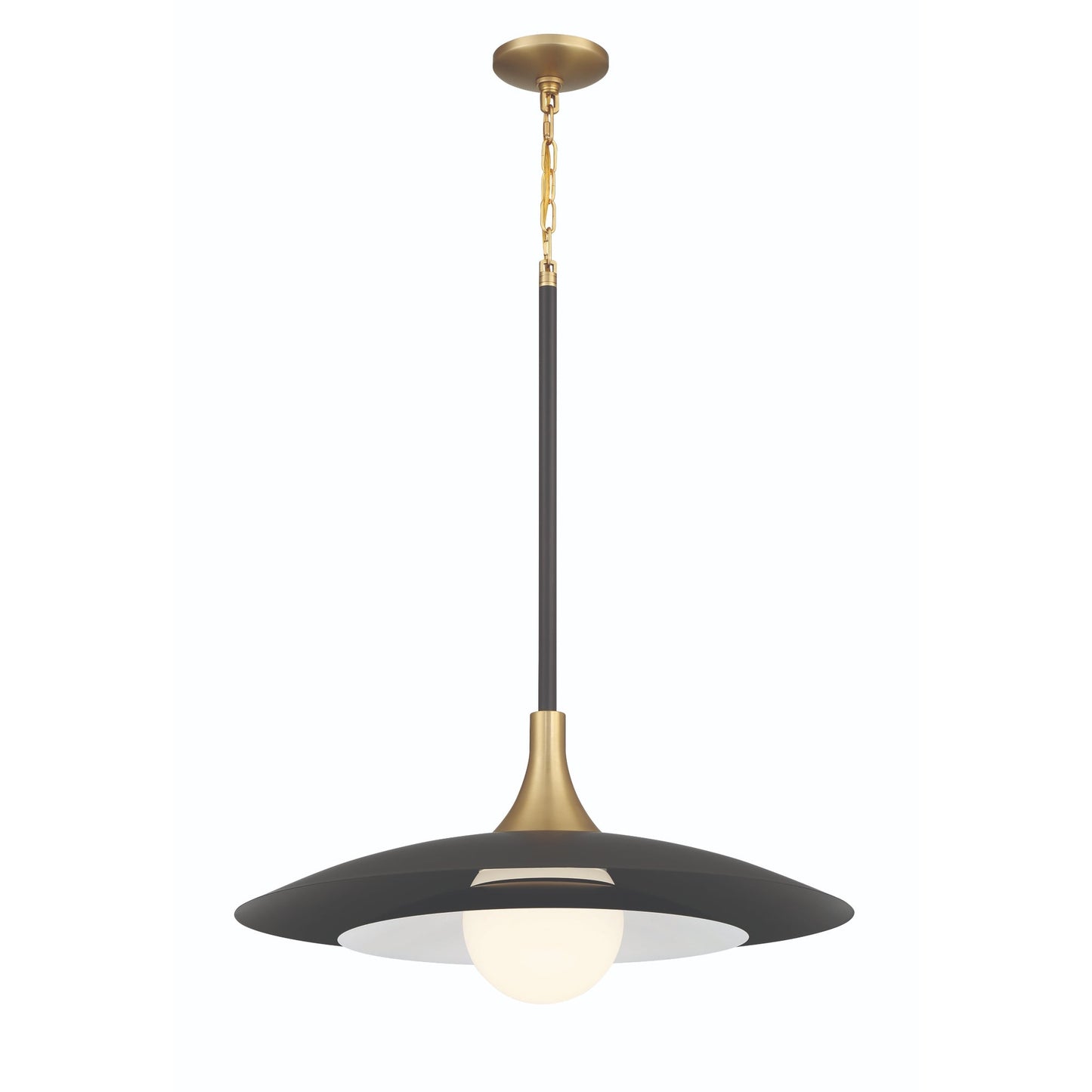 Eurofase Lighting Welsh 24" Dimmable Integrated LED Matte Black Pendant Light With Black Glass Shade