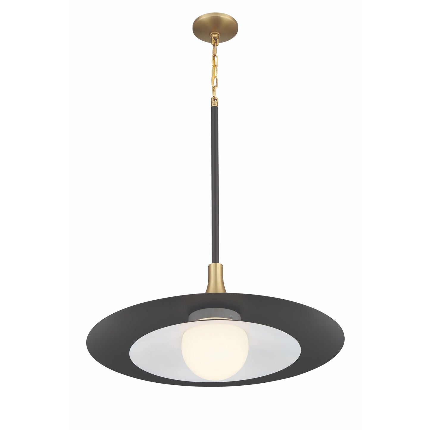 Eurofase Lighting Welsh 24" Dimmable Integrated LED Matte Black Pendant Light With Black Glass Shade