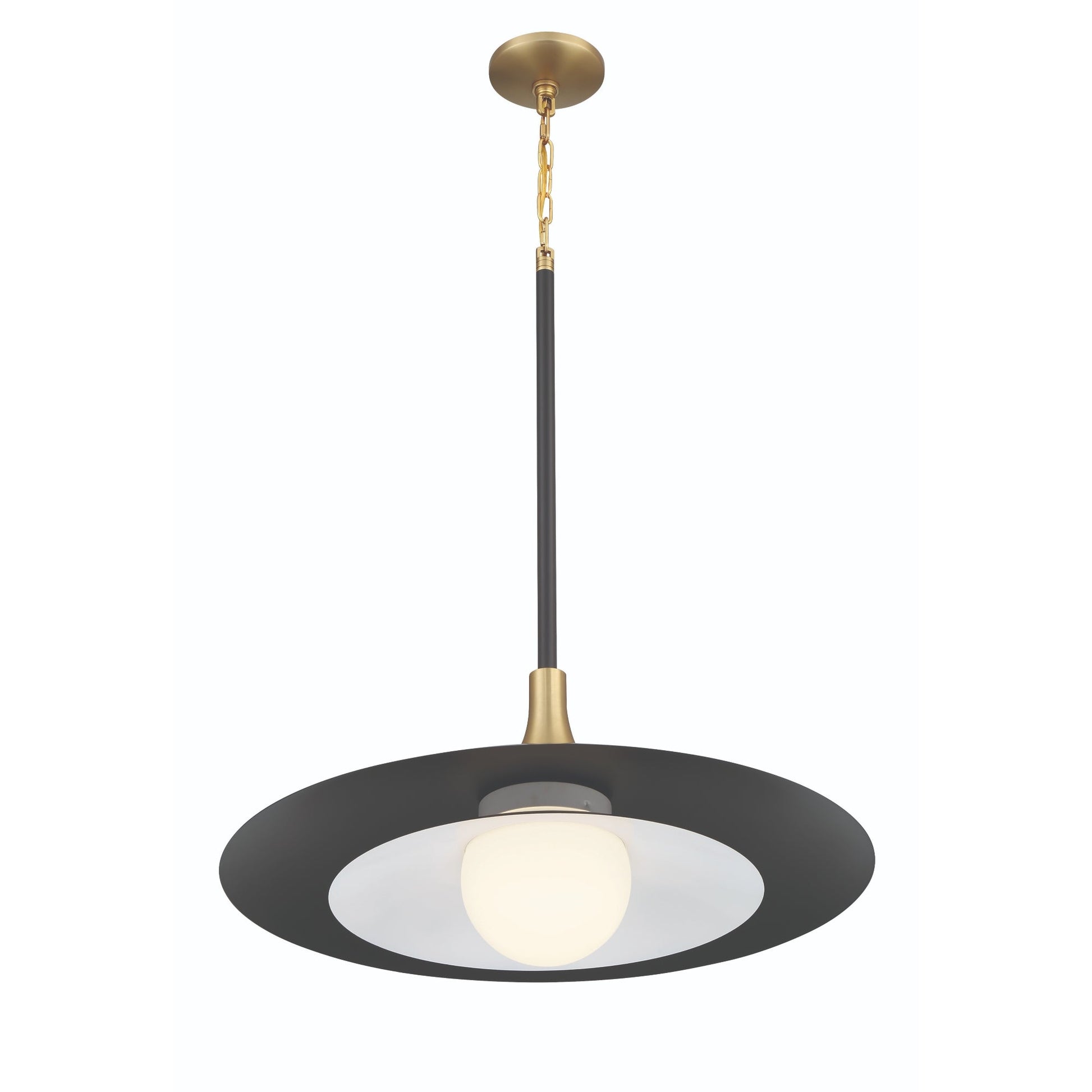 Eurofase Lighting Welsh 24" Dimmable Integrated LED Matte Black Pendant Light With Black Glass Shade