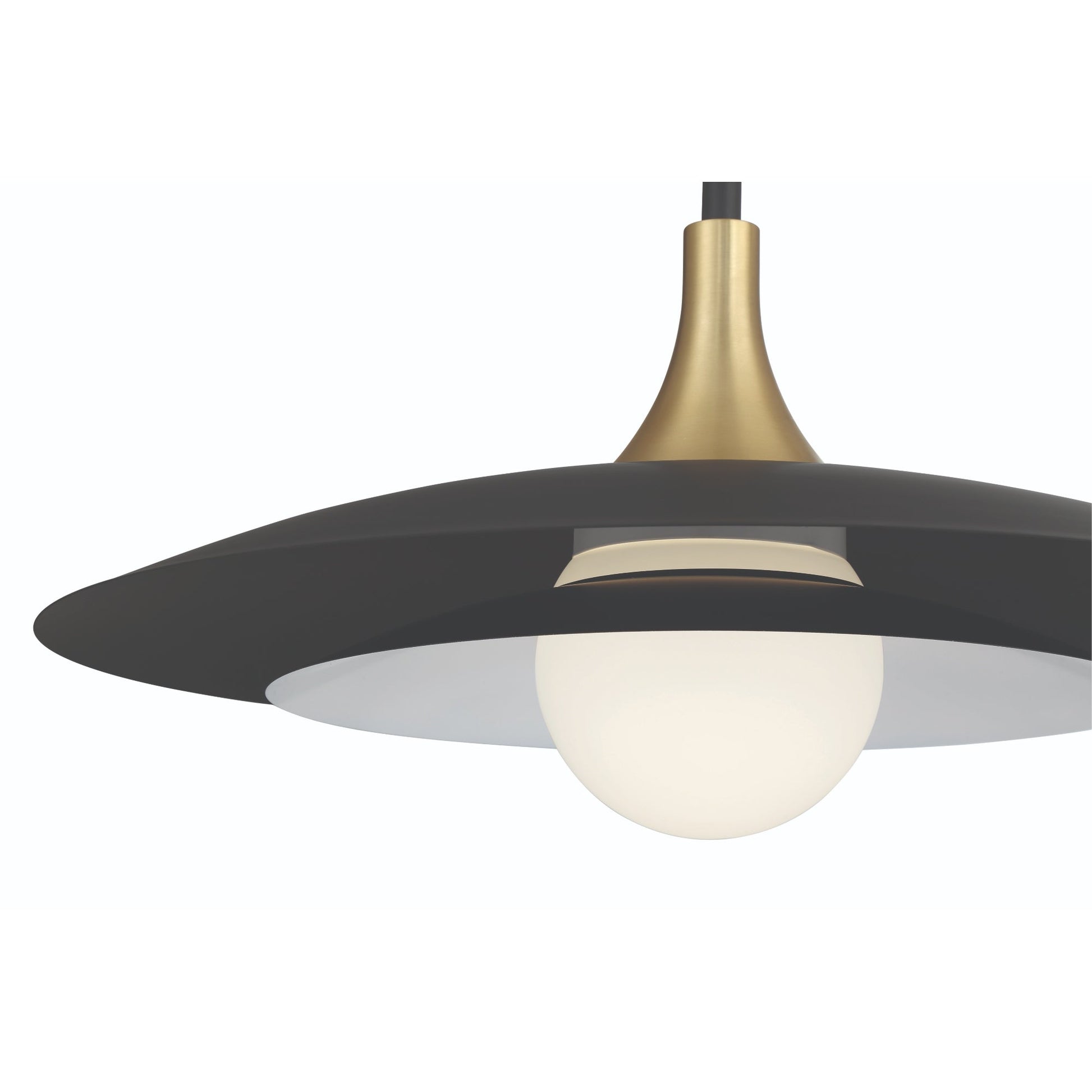 Eurofase Lighting Welsh 24" Dimmable Integrated LED Matte Black Pendant Light With Black Glass Shade