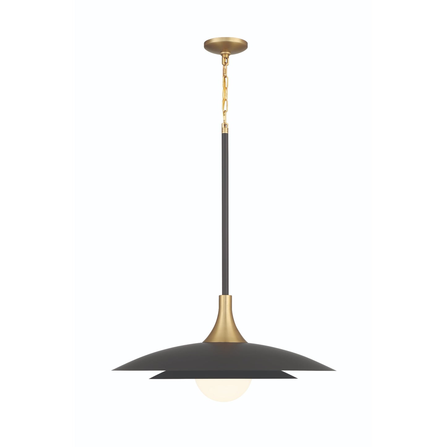 Eurofase Lighting Welsh 24" Dimmable Integrated LED Matte Black Pendant Light With Black Glass Shade