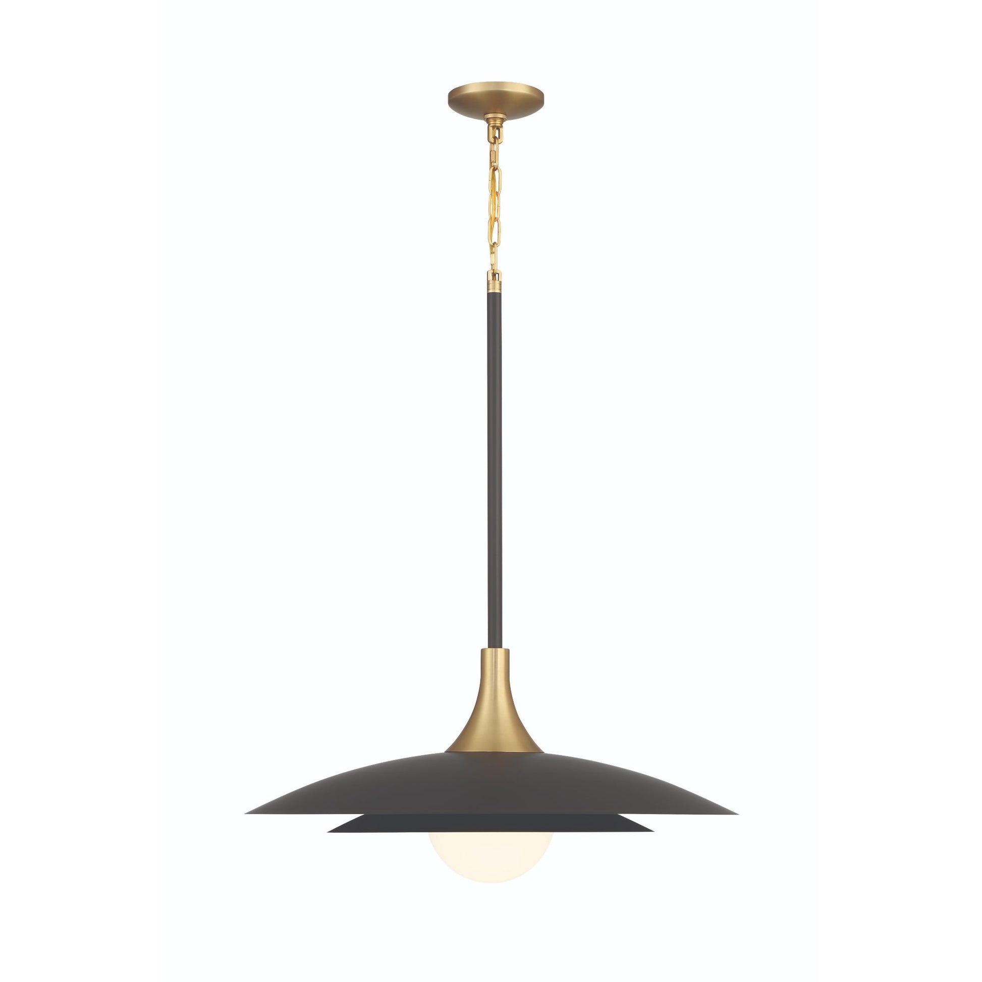 Eurofase Lighting Welsh 24" Dimmable Integrated LED Matte Black Pendant Light With Black Glass Shade