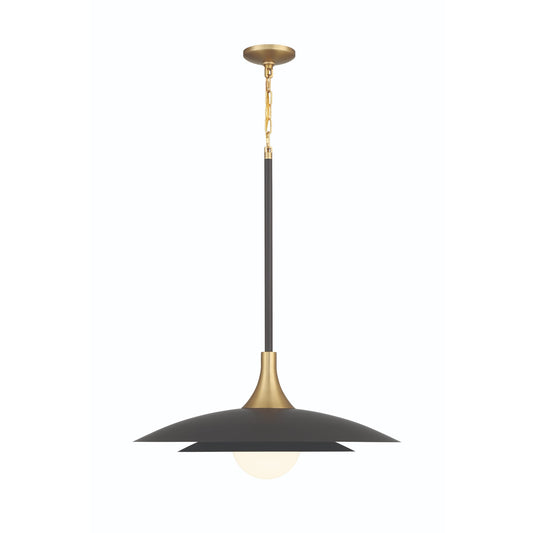 Eurofase Lighting Welsh 24" Dimmable Integrated LED Matte Black Pendant Light With Black Glass Shade