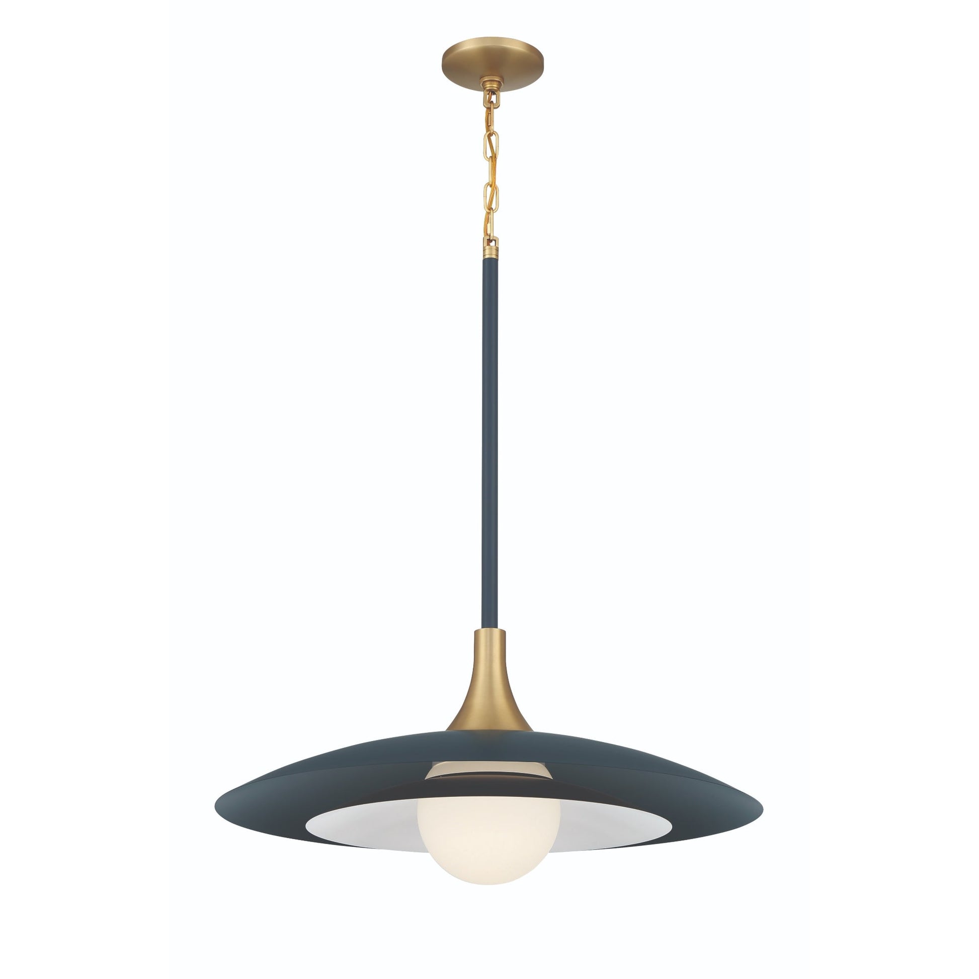 Eurofase Lighting Welsh 24" Dimmable Integrated LED Matte Blue Pendant Light With Blue Glass Shade